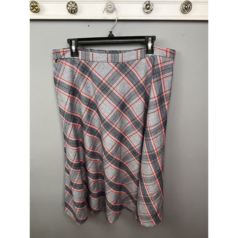 Biltmore Midi Skirt Womens 14 Plaid Wool Blend Lined Blue Pink Yellow Preppy